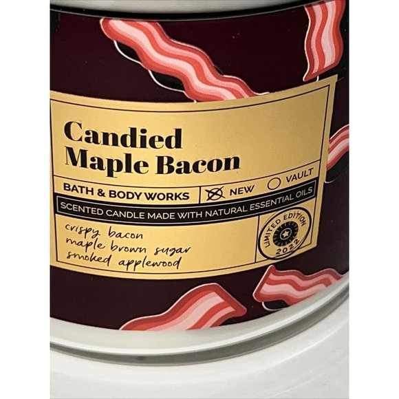 Bath & Body Works CANDIED MAPLE BACON Limited Edition Large 3-Wick Candle 2022 - Picture 6 of 16